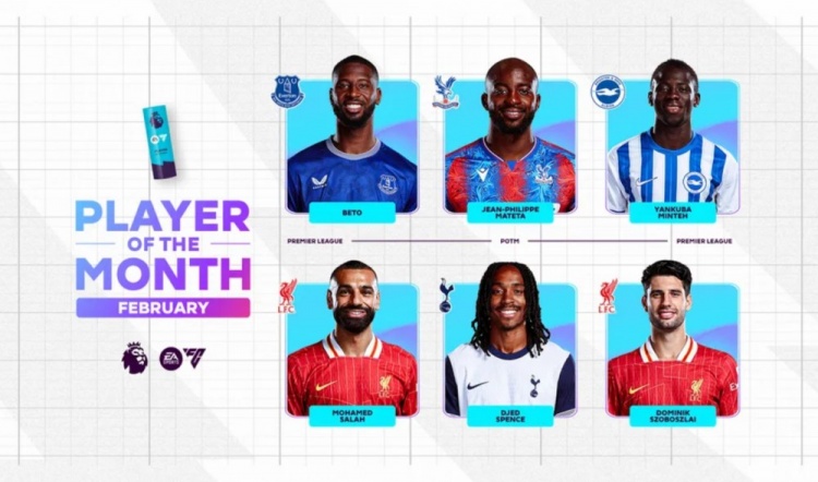 英超2月最佳候選：貝托、馬特塔、明特、薩拉赫、斯賓塞、索博
