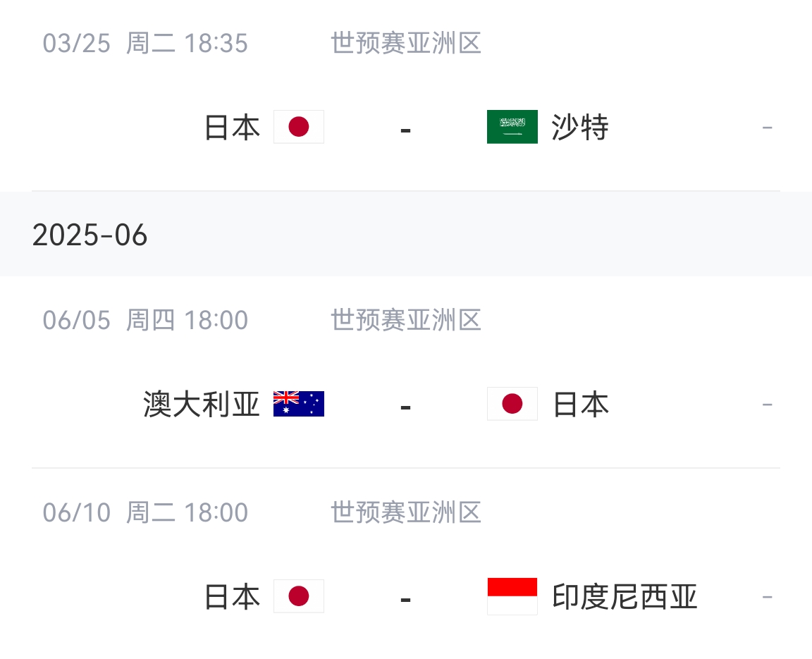 會(huì)不會(huì)放水？日本剩余賽程：主場vs沙特&印尼，客場vs澳大利亞