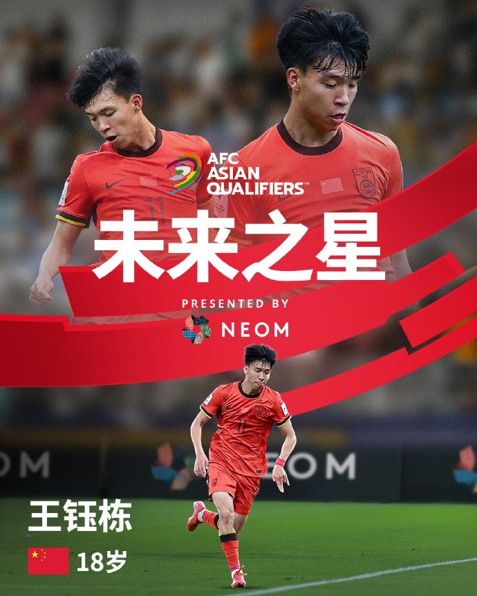 亞洲杯官方社媒發(fā)布王鈺棟個(gè)人海報(bào)：青年軍的旗幟，飄揚(yáng)在前哨