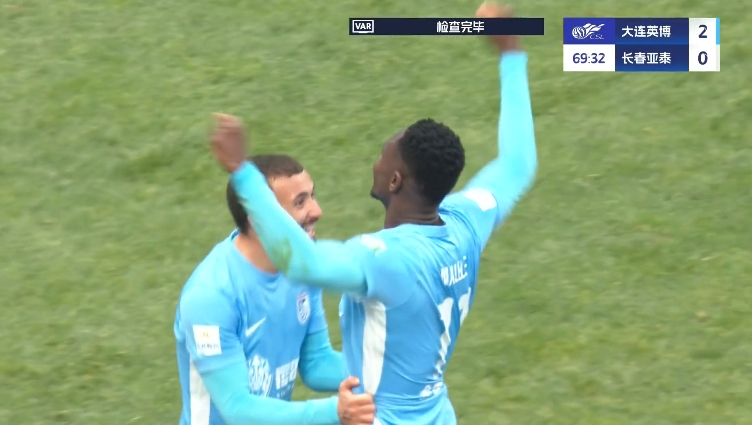馬萊萊大連處子球！呂焯毅助攻馬萊萊破門，大連英博2-0亞泰